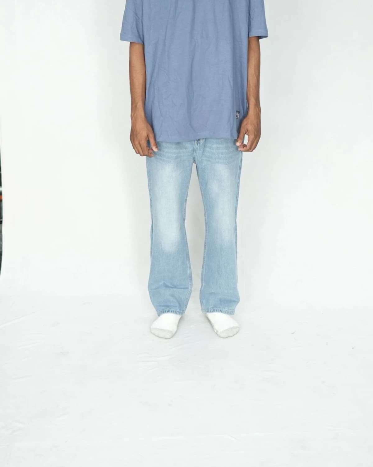 Light Blue Denim Straight J002 front view