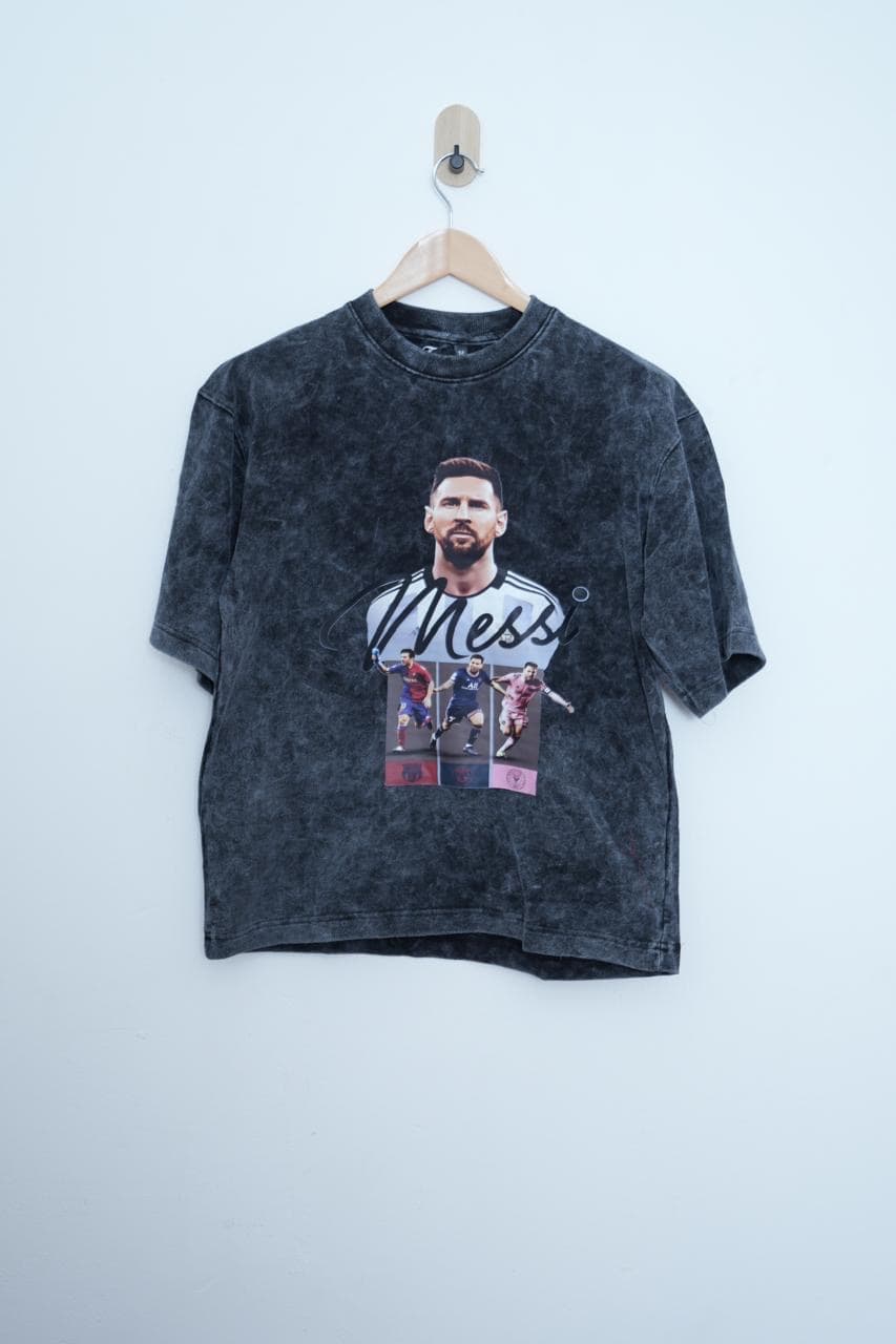 Messi Acid Wash Oversized T-Shirt front view