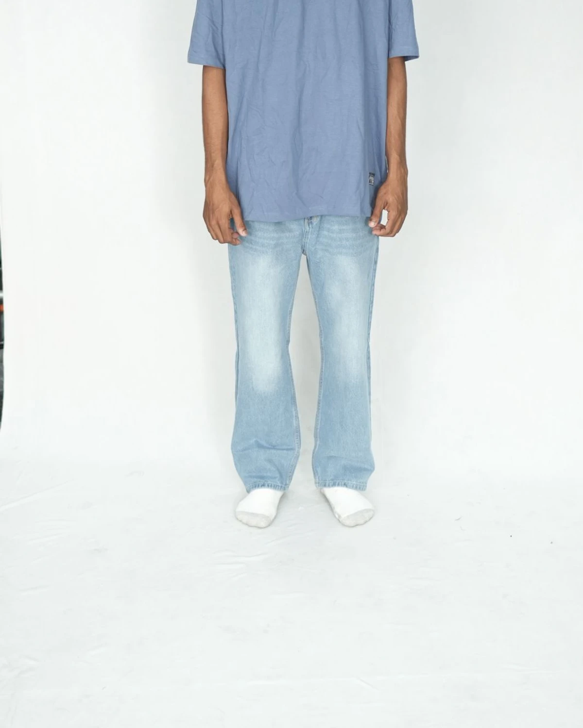 Light Blue Denim Straight J002 front view